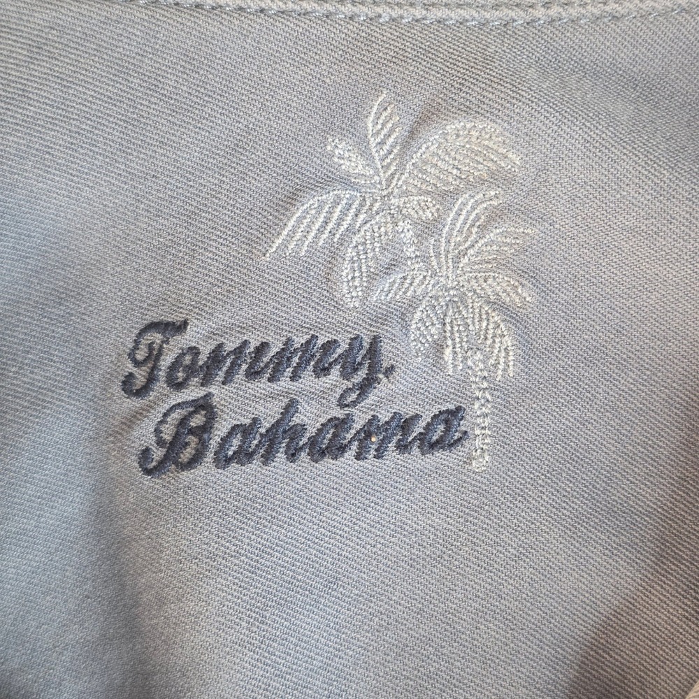 Tommy Bahama Silk Camp Shirt Mens XXL Blue Tropical Resort Luxury Minimalist - Picture 3 of 11